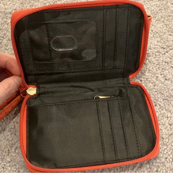 Mini Orange Peach Wallet Chain Purse with Detachable Keyring - Picture 4 of 8